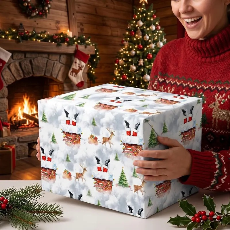 Vnaaem Funny Christmas Wrapping Paper Roll – Roll Packing:6 sheets rolled into one roll