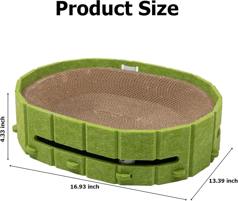 VOKINO Interactive Cat Scratcher Lounge Bed Heavy – 3-in-1 Cat Scratcher, Play & Sleep Design