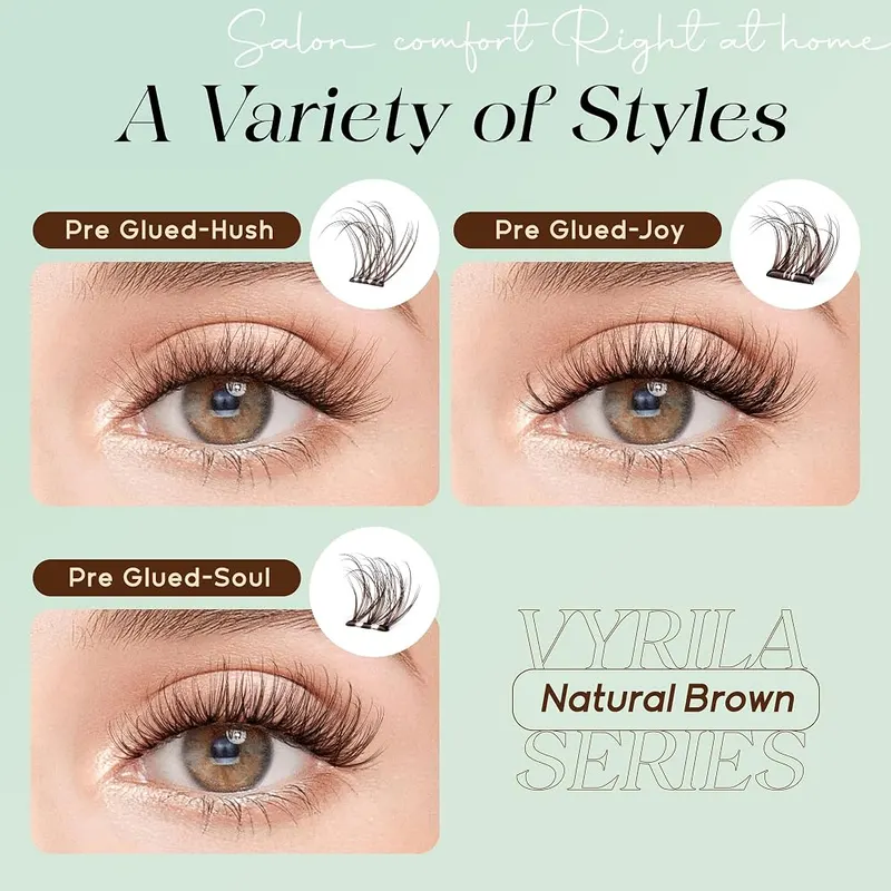 VYRILA Brown Lash Cluster Kit VY-PG-Hush(10-16)-Brown-ZE05 – Soft brown cluster lashes