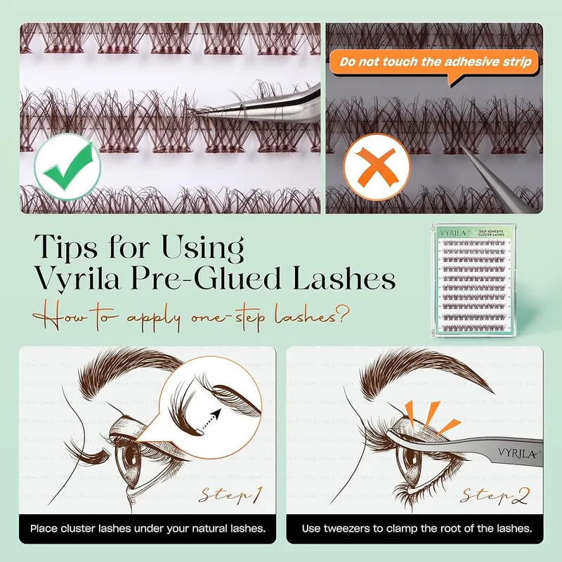 VYRILA Brown Lash Cluster Kit VY-PG-Hush(10-16)-Brown-ZE05 – Alternative to messy traditional glue
