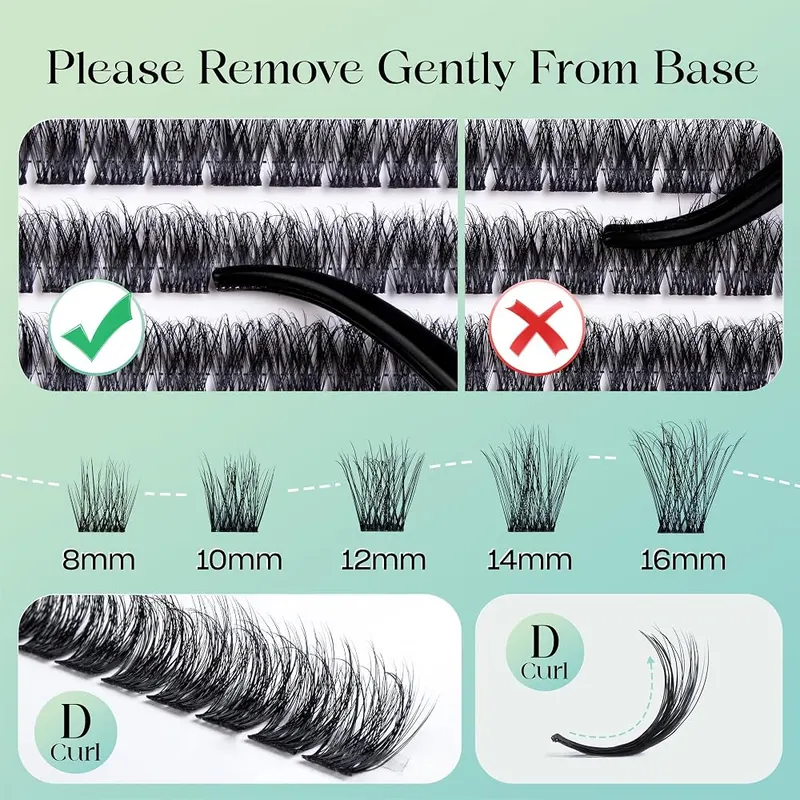 VYRILA Lash Clusters 0.05mm Individual Lashes -Muse-D-0.05-8-16mix – Super thin band for comfort