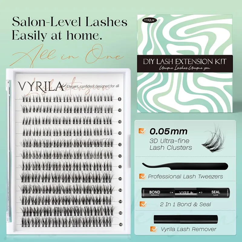 VYRILA Lash Clusters Kit 0.05mm Individual Lashes 3D – Ultra fine zero point zero five millimeter fibers