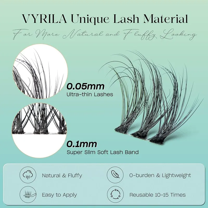 VYRILA Lash Clusters Kit 0.05mm Individual Lashes 3D – D curl wispy cluster design
