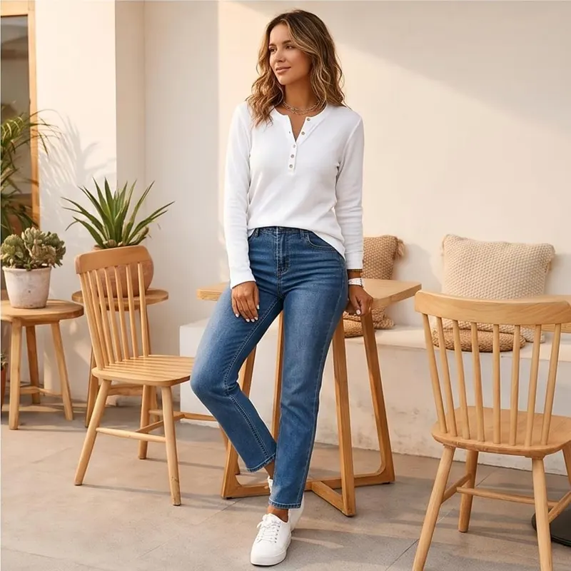 Generic Waffle Knit Long Sleeve Shirts A014-white – product photo 7 of 7