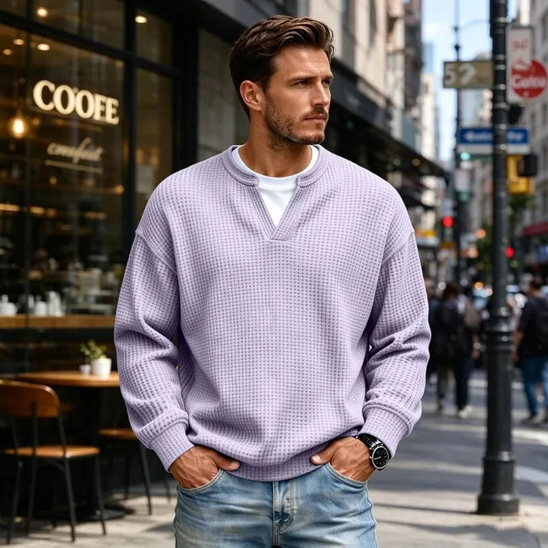 moolBeko Waffle Knit Thermal Men Long Sleeve I013-purple – product photo 2 of 7