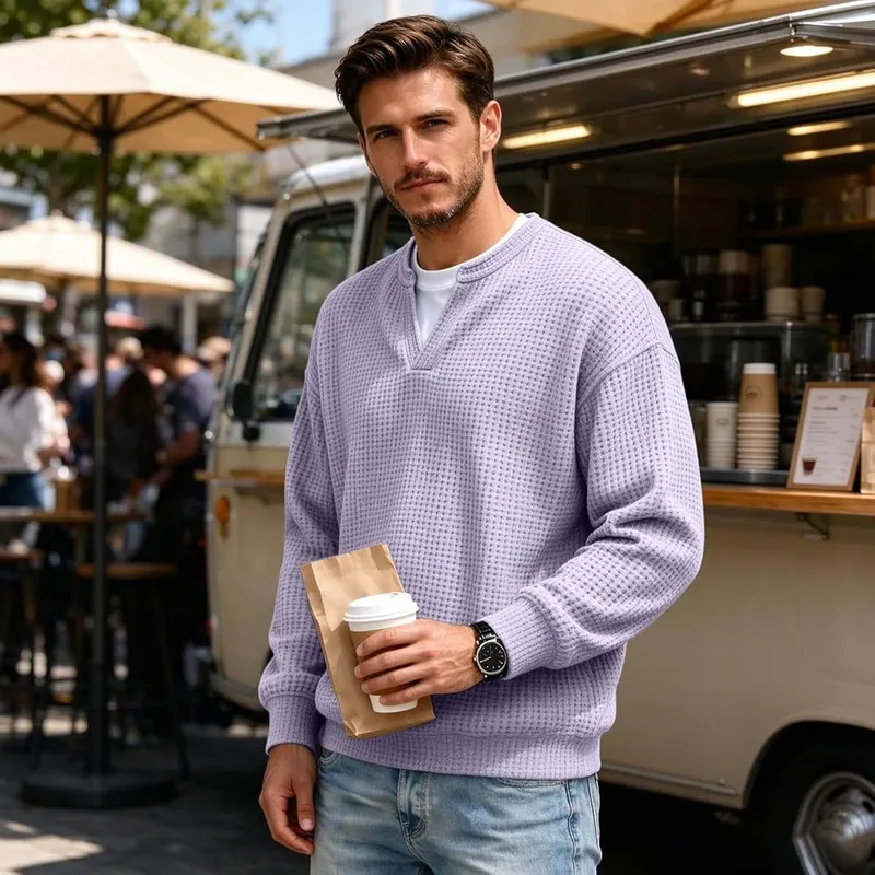 moolBeko Waffle Knit Thermal Men Long Sleeve I013-purple – product photo 3 of 7