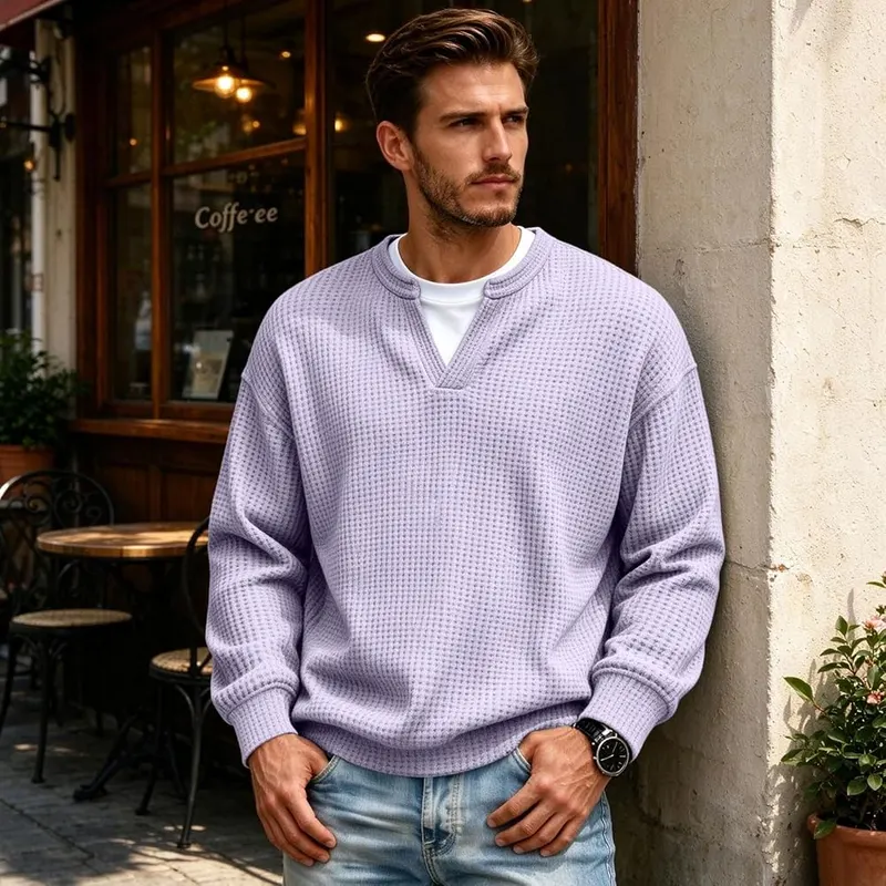 moolBeko Waffle Knit Thermal Men Long Sleeve I013-purple – product photo 6 of 7