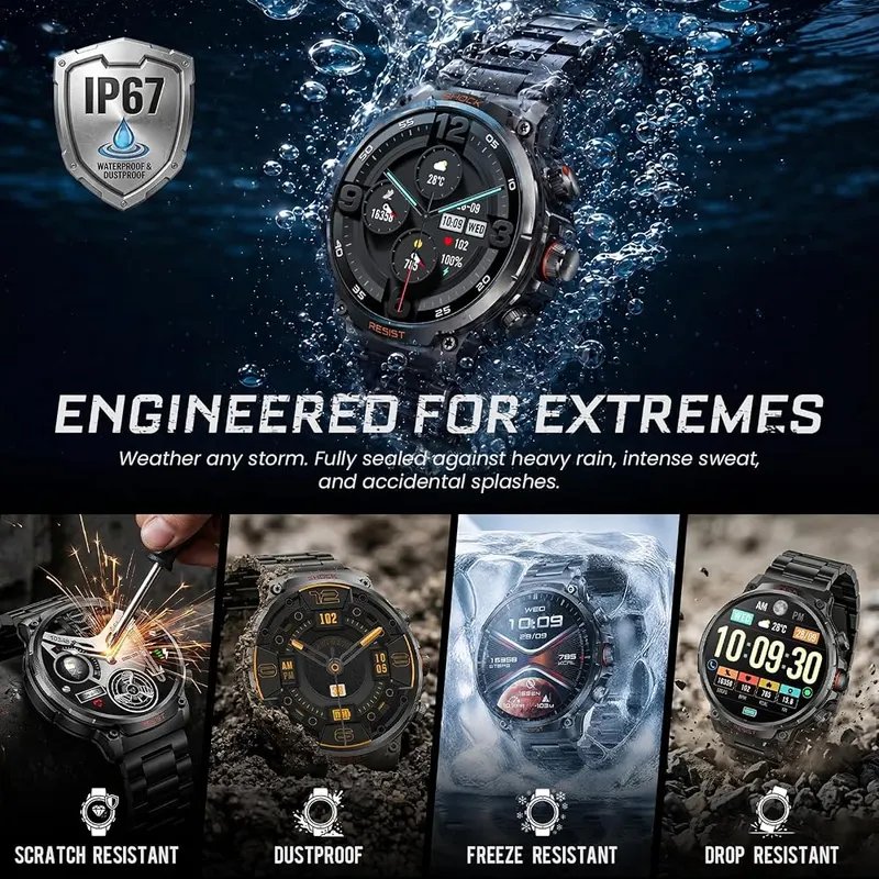 WalkerFit Military Rugged Smart Watches – 24/7 Wellness Tracking & Sleep Analysis