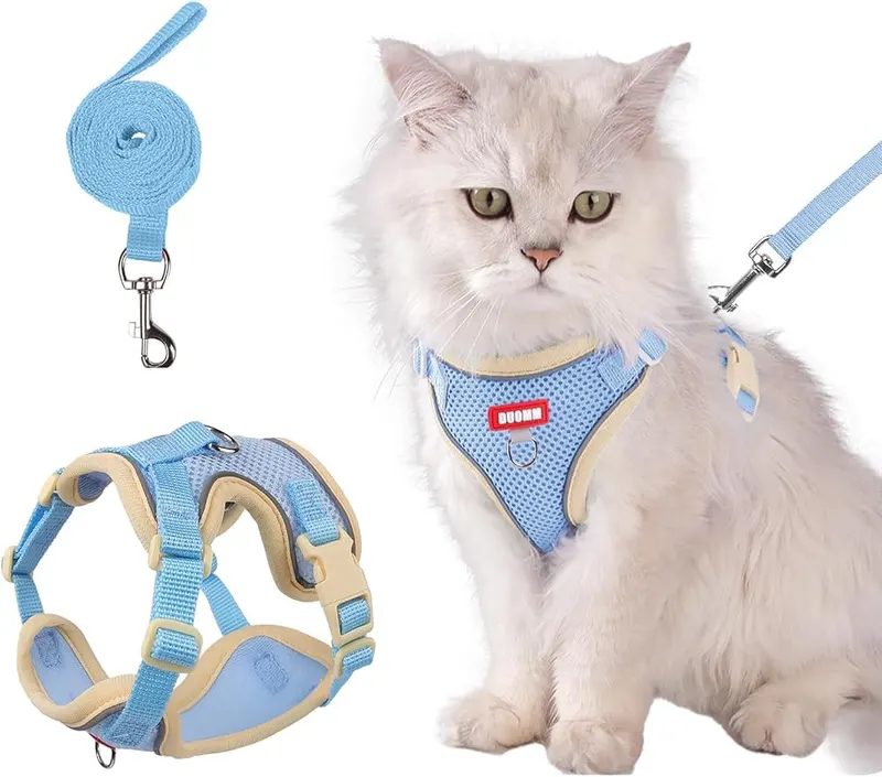 wanheart Cat Harness and Leash Set Escape-Proof in blue