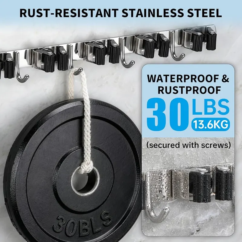 warlve Mop and Broom Holder Wall Mount – Durable stainless steel construction
