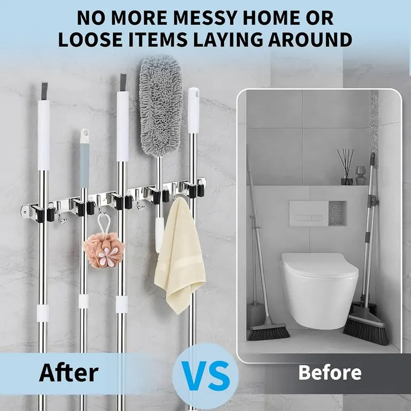 warlve Mop and Broom Holder Wall Mount – Secure screw mounting installation