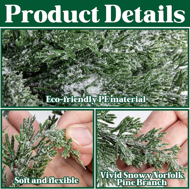 Watayo 10 Pack Artificial Christmas Snow Pine – 16.5 by 10 inch branches