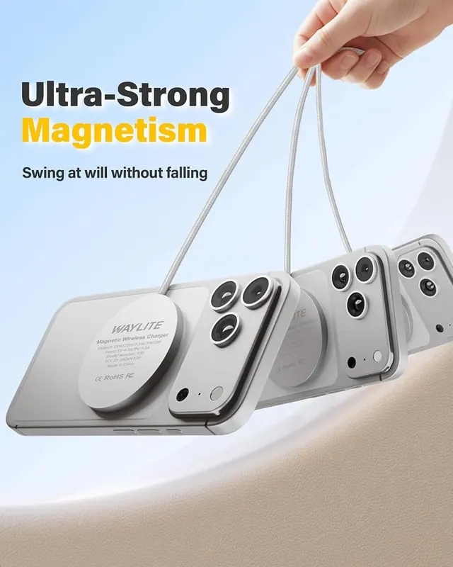 WayLite 6FT Magnetic Wireless Charger Charging Pad – Includes an extra long cable