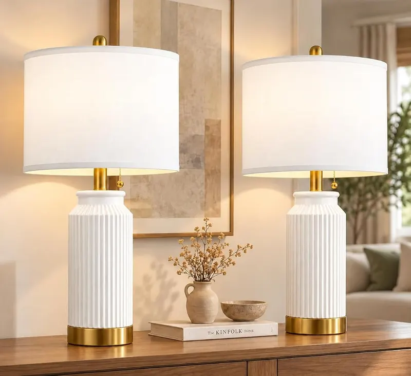 weddeg 24.5″ Modern Table Lamp Set in 24.5'' Tall - White