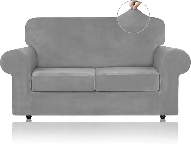 WEERRW Velvet Stretch 3 Pieces Couch Cover