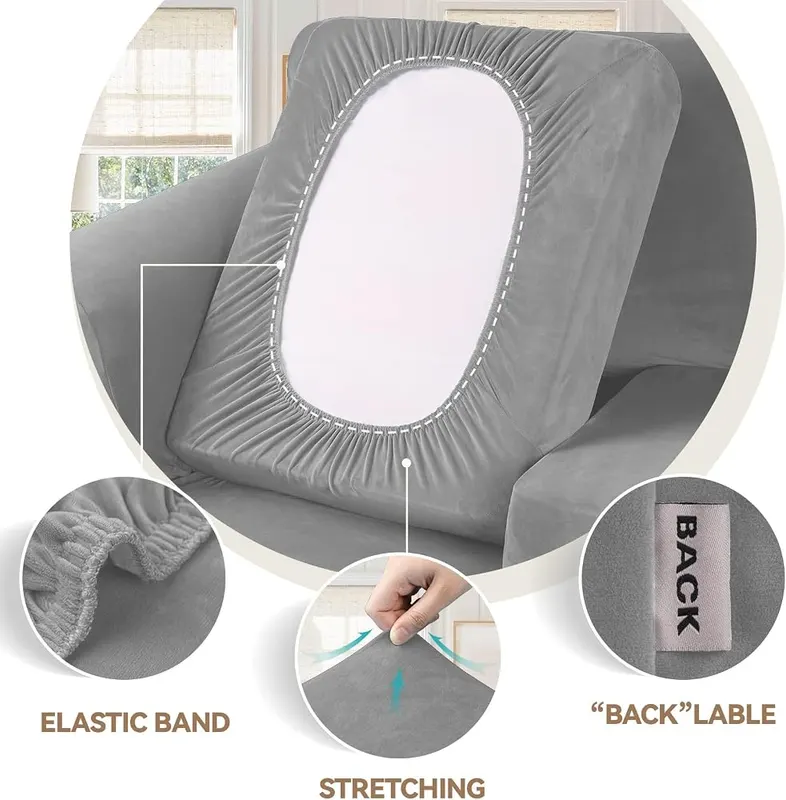 WEERRW Velvet Stretch 3 Pieces Couch Cover – 3 pieces: cover and two cushions