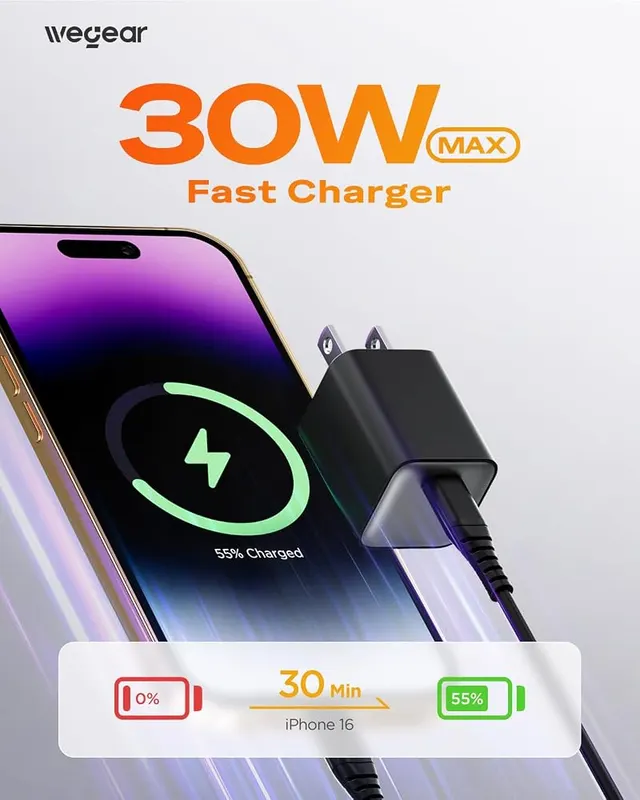 wegear 30W GaN USB C Wall Charger – Thirty watt GaN wall charger
