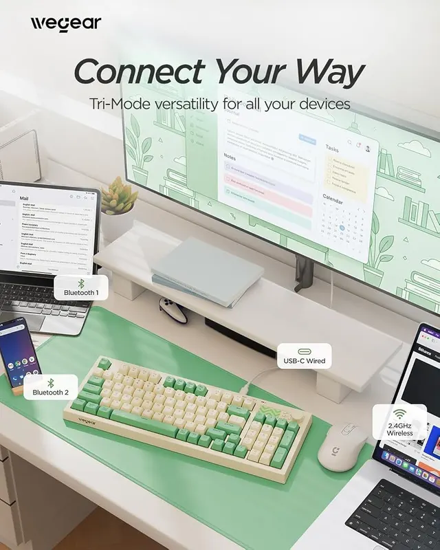 wegear Pastel Wireless Keyboard – Soft pastel green aesthetic