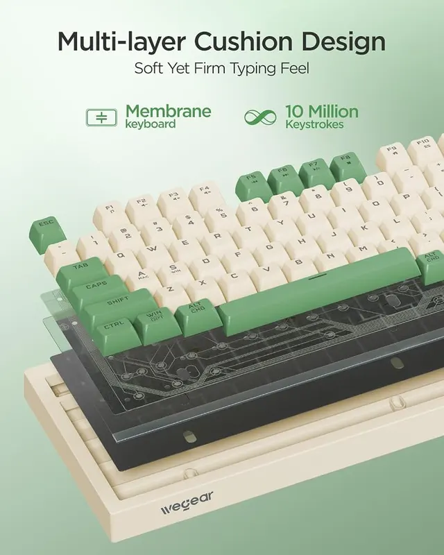 wegear Pastel Wireless Keyboard – Convenient built-in media knob