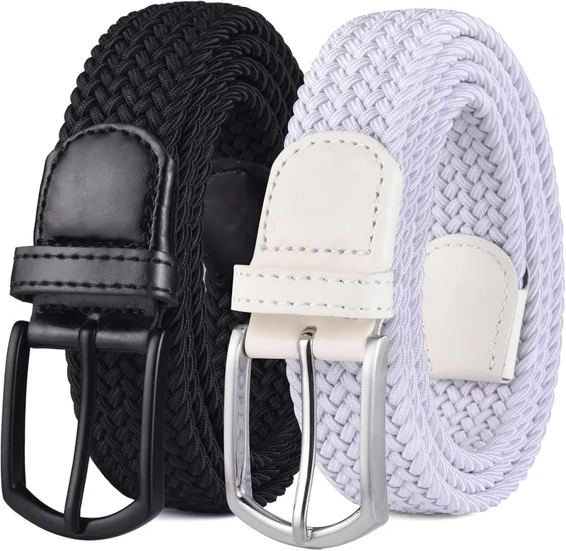 Weifert Men’s Stretch Woven 1.3″ Wide Elastic 2pack-black/White in 2pack-black/White