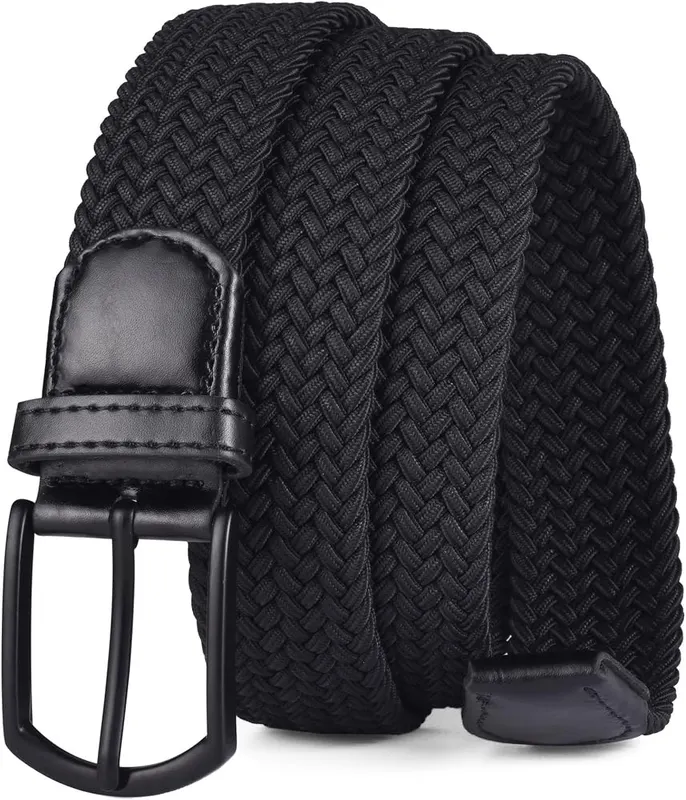 Weifert Men’s Stretch Woven 1.3″ Wide Elastic 2pack-black/White – Black ,Khaki ,Coffee, Dark Blue ,Black 2 ,Black