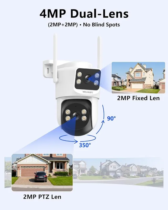 WEILAILIFE Wireless Security Camera System – 4MP PTZ outdoor camera system