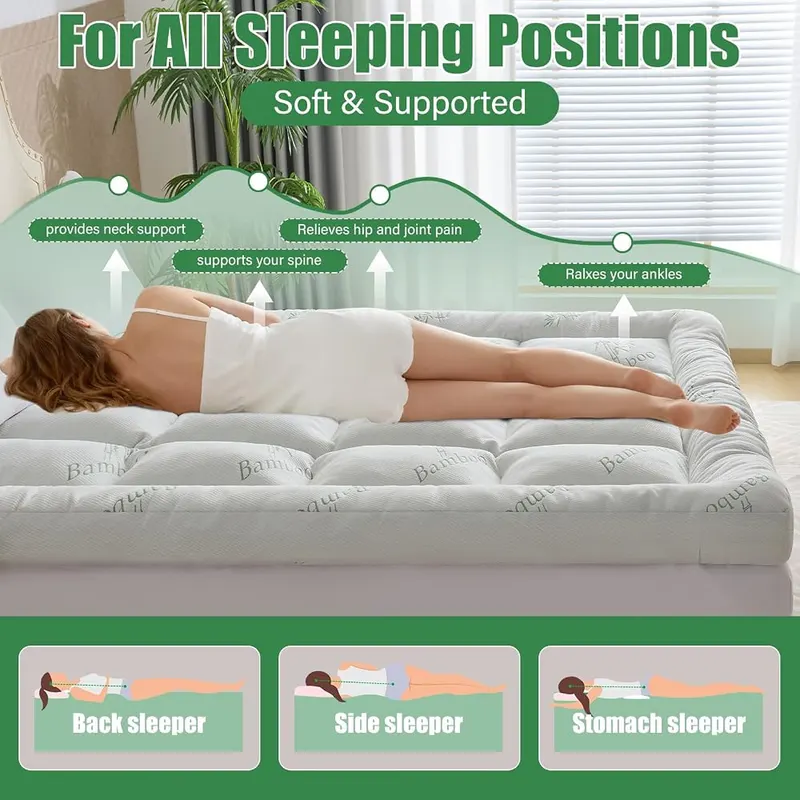WhatsBedding 5 Inch Memory Foam Mattress Topper 8-18in – Ergonomic design