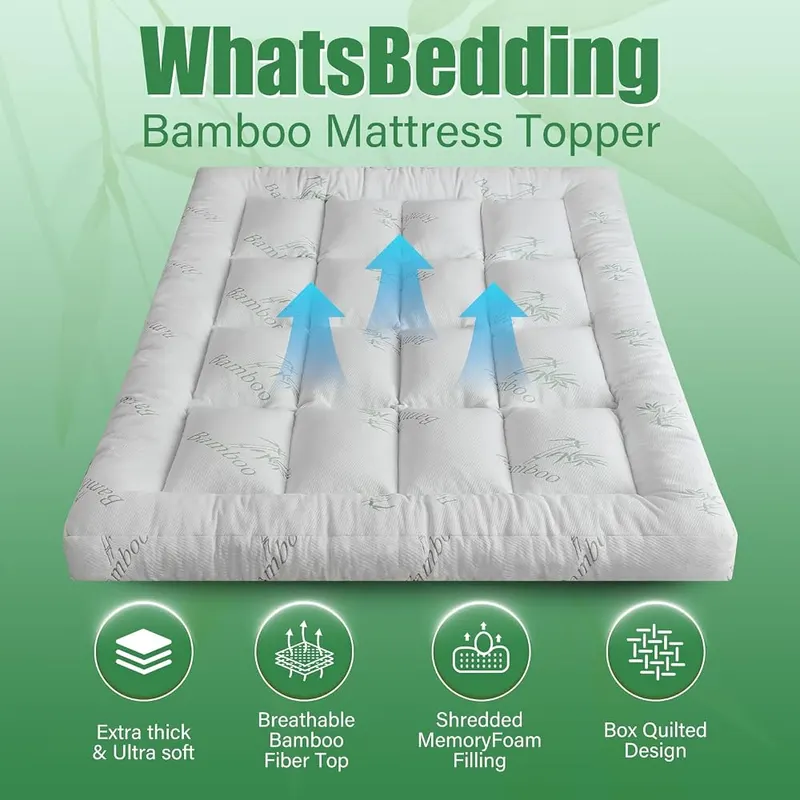 WhatsBedding 5 Inch Memory Foam Mattress Topper 8-18in – Warm Tips