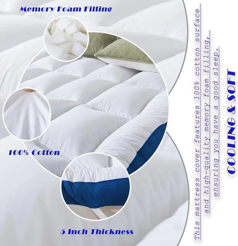 WhatsBedding 5 Inch Memory Foam Queen Mattress – Box-quilted design keeps padding in place