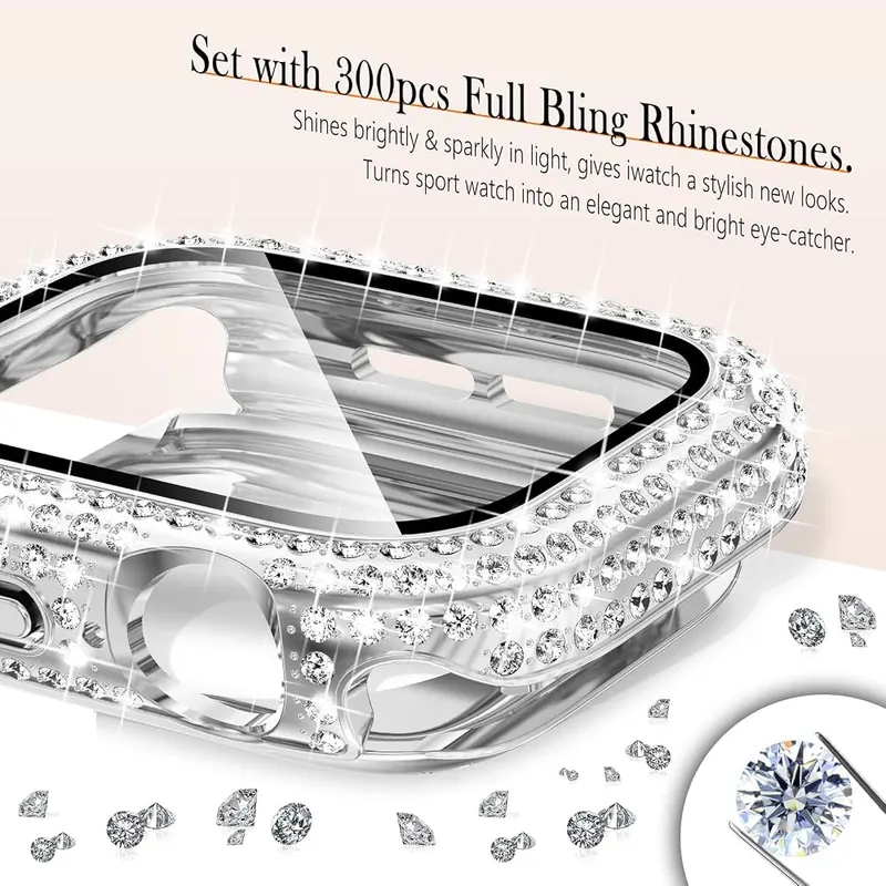WINGLE 2-in-1 Waterproof Bling Case – Compatible iWatch Models
