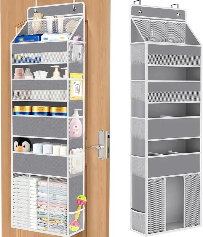 WISELIFE 5-Tier Over the Door Organizer in Grey