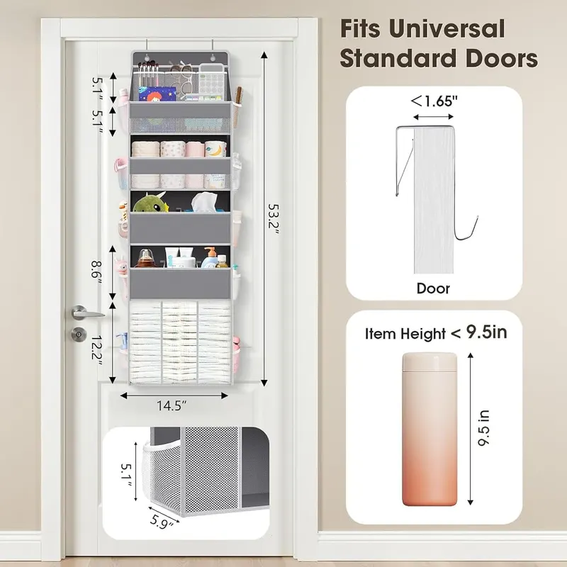 WISELIFE 5-Tier Over the Door Organizer – Extra-Large Storage