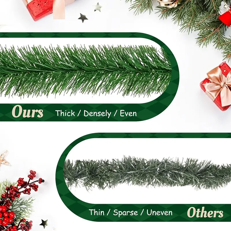 WISELIFE Green Christmas Garland – Indoor & Covered Outdoor Use