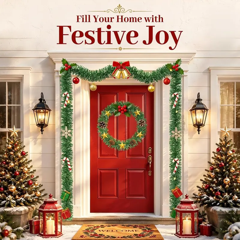 WISELIFE Green Christmas Garland – Flexible DIY Design, Cut to Fit