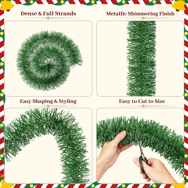 WISELIFE Green Christmas Garland – Reusable & Easy Storage