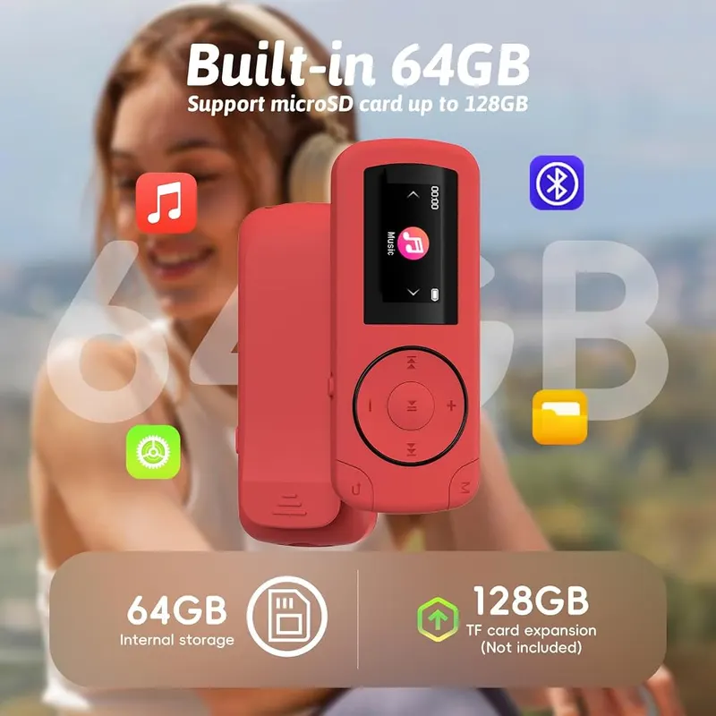 wiwoo 64GB Clip on Mini MP3 Player – Lossless FLAC and APE support