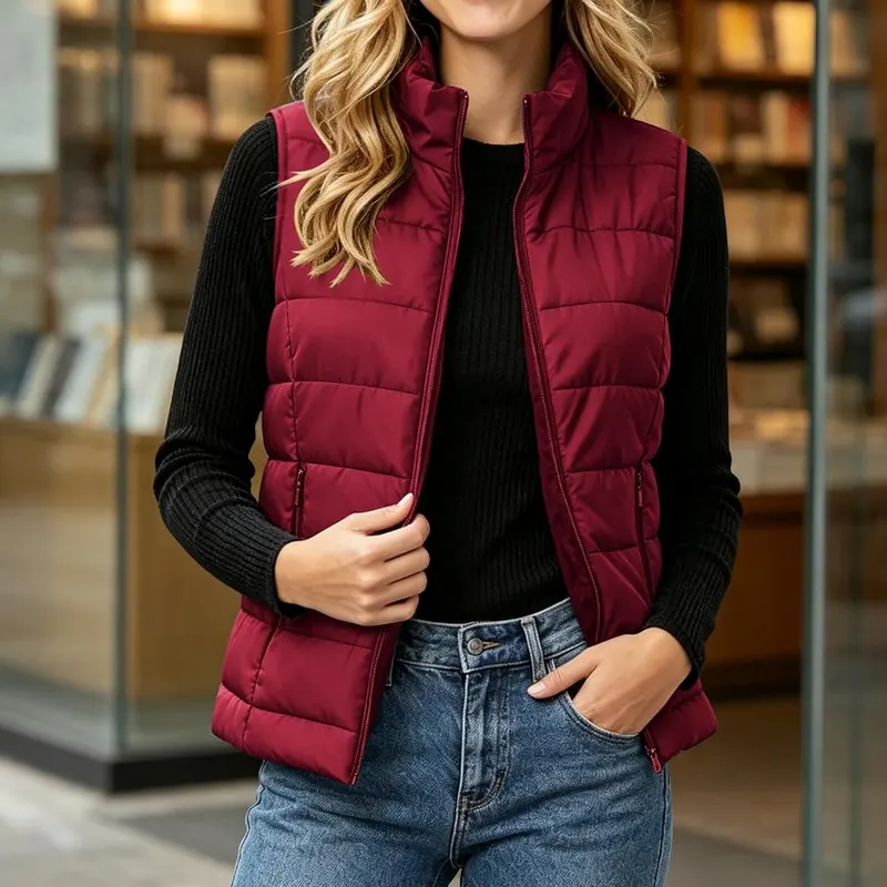 Wkishenl Quilted Vests Wine – Material