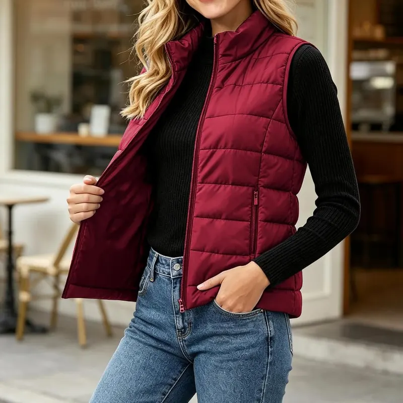 Wkishenl Quilted Vests Wine – Matching