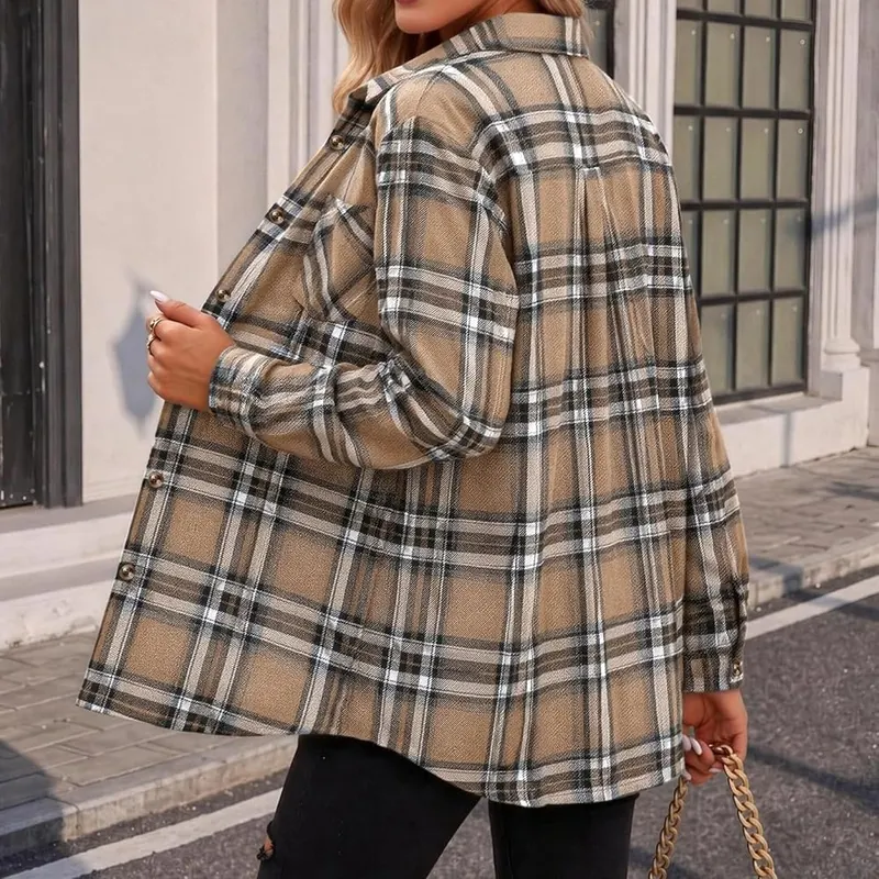 Women’s Long Sleeve Shirts Plaid Flannel Western – product photo 3 of 7