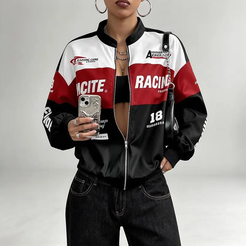 Generic Womens Bomber Jacket Race Car Color – product photo 2 of 4