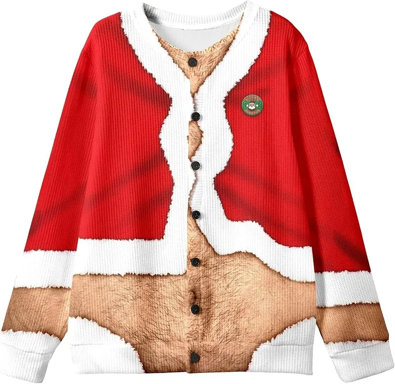 Womens Christmas Sweater Cute Snowflake Print Button – product photo 4 of 4