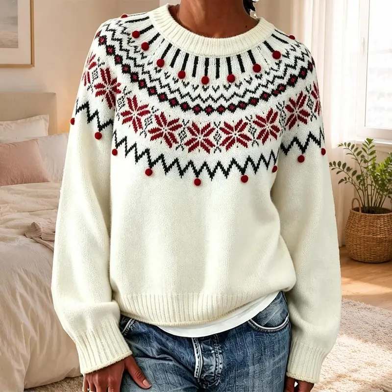 Womens Fall Graphic Sweaters 2026 Winter Pullover – Cozy knit sweater construction