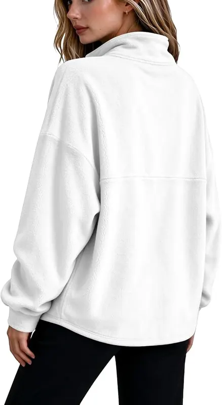 Womens Fleece Quarter Zip Pullover Winter Oversized Y2K – product photo 5 of 8