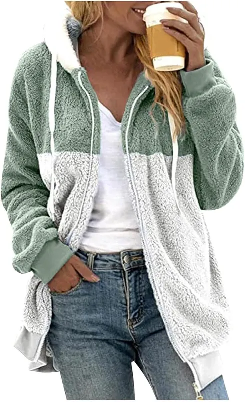 Womens Jackets Sherpa Puffy Hooded Oversized Plush – product photo 3 of 6