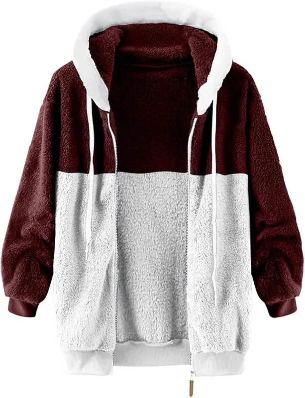 Womens Jackets Sherpa Puffy Hooded Oversized Plush – product photo 4 of 6