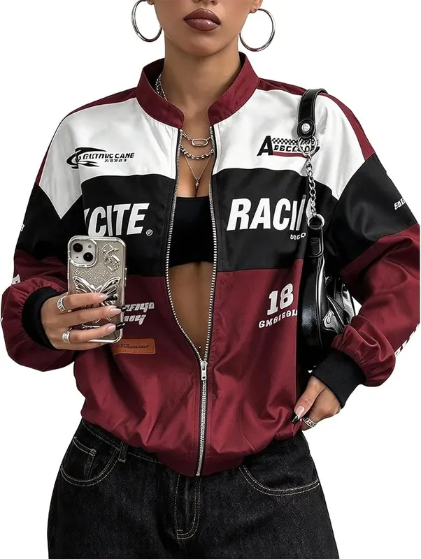 Womens Motorcycle Jacket Race Car Color Block