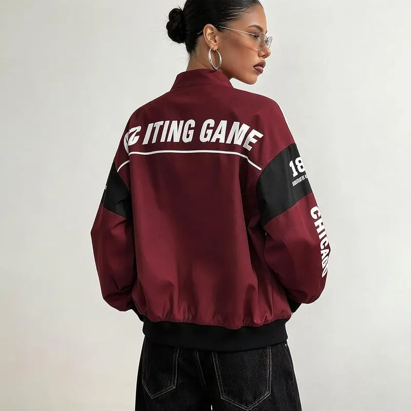 Womens Motorcycle Jacket Race Car Color Block – product photo 3 of 4
