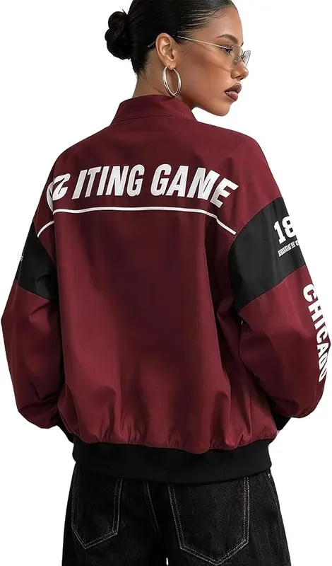 Womens Motorcycle Jacket Race Car Color Block – product photo 4 of 4