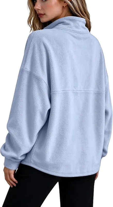 Womens Quarter Zip Fleece Pullover Winter Oversized Y2K – product photo 5 of 8