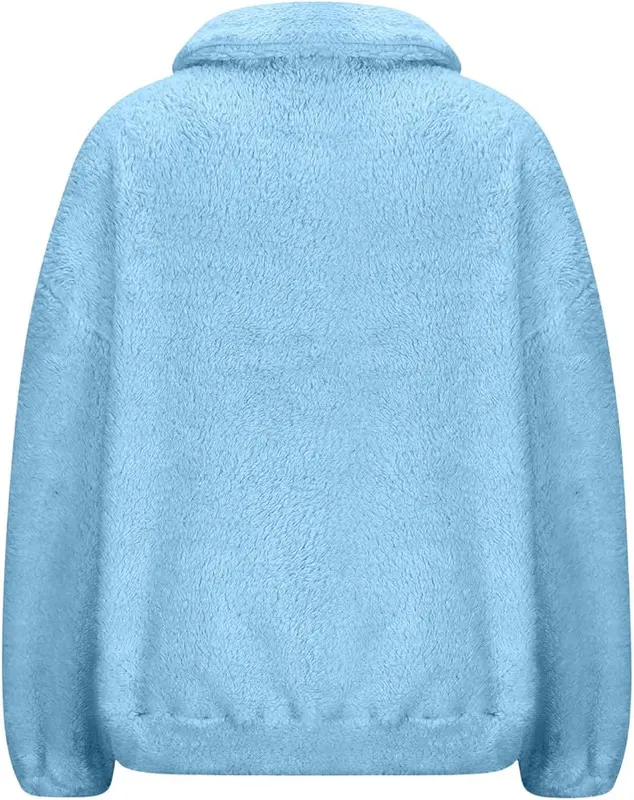 Numaller Womens Quarter Zip Pullover Collared Sherpa 2XL – product photo 9 of 9